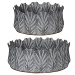 Benzara Galvanized Metal Bowls with Embossed Design, Gray, Set of 2