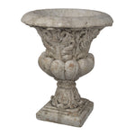 Benzara Cemented Garden Urn in Distressed Finish, Gray