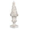 Benzara Spruce Tree Magnesium Finial with Distressed Finish, White