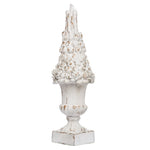 Benzara Spruce Tree Magnesium Finial with Distressed Finish, White