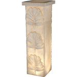 Benzara Decorative Polyresin Pedestal with Embossed Leaf Design, Cream