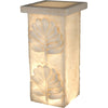 Benzara Polyresin Pedestal with Embossed Leaf Design, Cream