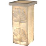 Benzara Polyresin Pedestal with Embossed Leaf Design, Cream