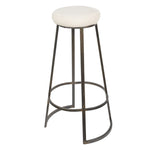 Benzara Metal Framed Backless Counter Stool with Polyester Seat, Black & White