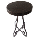 Benzara Designer Metal Base Table with Textured MDF Top, Black and Brown