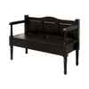 Benzara Transitional Style Wooden Bench with Storage and Arms, Dark Walnut Brown