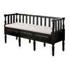 Benzara 3 Drawer Transitional Wooden Bench with Slated Back, Dark Walnut Brown