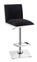 Benzara Contemporary Style Bar Stool with Padded Fabric Seat and Back, Black & Silver