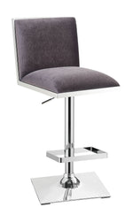 Benzara Contemporary Style Bar Stool with Padded Fabric Seat and Back, Gray & Silver