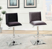 Benzara Contemporary Style Bar Stool with Padded Fabric Seat and Back, Gray & Silver