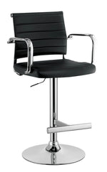Benzara Contemporary Style Leatherette Padded Bar Stool with Arms, Black & Silver