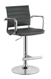 Benzara Contemporary Style Leatherette Padded Bar Stool with Arms, Gray & Silver
