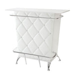 Benzara Contemporary Style Leatherette Padded Bar Table with Button Tufting, White