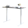 Benzara Minimalist Metallic Desk with Height Adjustable Function, Large, White & Black