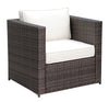 Benzara Aluminum Frame Patio Arm Chair With Cushioned Seating, Ivory & Espresso Brown