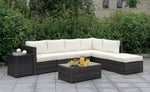 Benzara Aluminum Frame Patio Side Chair With Cushioned Seating, Ivory & Espresso Brown