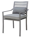 Benzara 2 Piece Patio Arm Chair in Aluminum Frame with Padded Fabric Seat, Gray