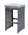 Benzara 6 Piece Patio Bar Stool in Aluminum Wicker Frame and Padded Fabric Seat, Gray