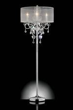 Benzara Contemporary Metallic Iron Floor Lamp With Crystal hangings, Silver