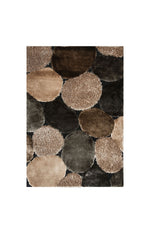 Benzara Contemporary Style Polyester Area Rug with Cotton Backing, Brown & Gray