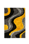 Benzara Contemporary Style Polyester Area Rug with Cotton Backing, Gray & Yellow
