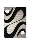 Benzara Contemporary Style Polyester Area Rug with Cotton Backing, Black and Gray