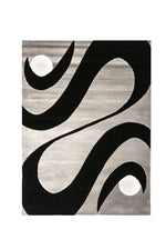 Benzara Contemporary Style Polyester Area Rug with Cotton Backing, Black and Gray
