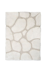 Benzara Pebble Pattern Polyester Area Rug with Cotton Backing, Ivory