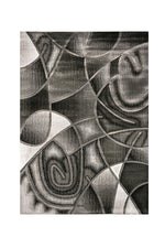 Benzara Abstract Patterned Area Rug In Polyester With Jute Mesh, Small, Gray