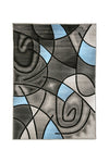 Benzara Patterned Area Rug In Polyester With Jute Mesh Backing, Small, Blue & Gray