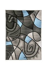 Benzara Patterned Area Rug In Polyester With Jute Mesh Backing, Small, Blue & Gray