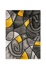Benzara Patterned Area Rug In Polyester With Jute Mesh Backing, Small, Yellow & Gray