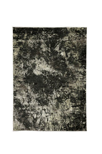 Benzara Distressed Polyester Area Rug With Jute Mesh Backing, Small, Black and Gray