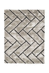 Benzara 3D Zig Zag Patterned Polyester Area Rug With Jute Mesh Backing, Gray  and Black