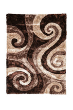 Benzara Polyester and Jute Mesh Area Rug With Swirl Pattern, Brown and Beige