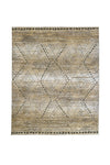Benzara Recycled Polyester Area Rug With Geometric Pattern, Gray and Beige