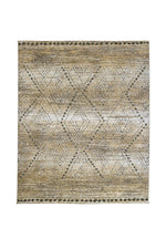 Benzara Recycled Polyester Area Rug With Geometric Pattern, Gray and Beige