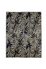 Benzara Contemporary Area Rug With Foliage Pattern In Polypropylene, Black and Beige