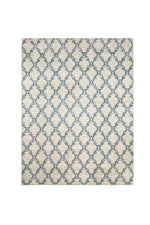 Benzara Acanthus Patterned Nylon Area Rug With Latex Backing, Small, Blue and Gray