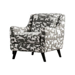Benzara Wooden Sofa Arm Chair with Animal Printed Fabric Upholstery, White & Gray