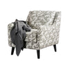 Benzara Contemporary Style Wooden Sofa Chair with Leafy Patterned Fabric, White & Gray