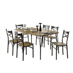 Benzara 7 Piece Wooden Dining Table Set In Gray and Weathered Brown