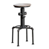 Benzara Fire Hydrant Style Metal Bar Stool with Wooden Seat, Set of 2, Black