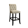 Benzara Button Tufted Fabric Upholstered Bar Chair In Wood, Ivory And Black, Set Of 2