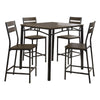 Benzara 5 Piece Rustic Counter Dining Set with Metal Frame Ladder Back Chairs,Brown