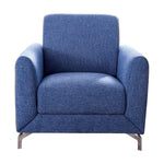Benzara Fabric Upholstered Chair With Metal Feet In Blue