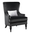 Benzara Nail Head Trim Fabric Upholstered Chair With Pillow In Black