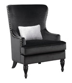 Benzara Nail Head Trim Fabric Upholstered Chair With Pillow In Black