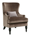 Benzara Nail Head Trim Fabric Upholstered Chair With Pillow In Brown