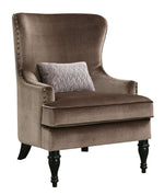 Benzara Nail Head Trim Fabric Upholstered Chair With Pillow In Brown